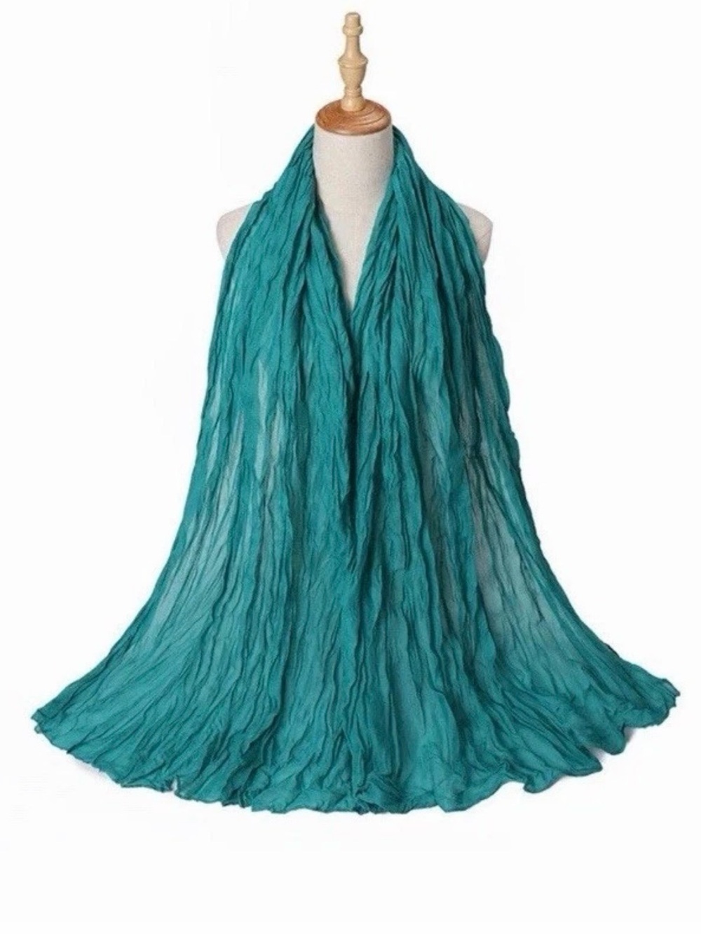 5 Teal Blue Soft Polyester Boho Crinkle Scarfs‎ Table Displays Multi Use Fabric